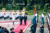 Chủ tịch nước Lương Cường chủ trì lễ đón và hội đàm với Tổng thống Pháp