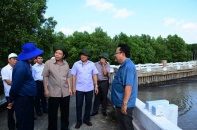 Bộ trưởng Nông nghiệp kiểm tra tình hình khắc phục sạt lở bờ biển, bờ sông tại Cà Mau