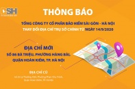 Tổng công ty cổ phần Bảo hiểm Sài Gòn - Hà Nội thông báo chuyển trụ sở chính