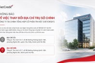 VietCredit thông báo thay đổi địa chỉ trụ sở chính