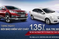 Honda "bao" bảo hiểm vật chất cho khách mua CR-V và City 