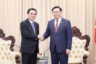 Chủ tịch Quốc hội Vương Đình Huệ tiếp Bí thư, Tỉnh trưởng Champasak, Lào 