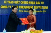 Paramount Bed Việt Nam nhận giấy phép đầu tư tại Đồng Nai
