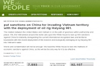 Hơn 92.107 người kiến nghị Mỹ trừng phạt Trung Quốc