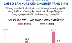 [Infographic] 7 tháng, chỉ số sản xuất công nghiệp tăng 9,4%