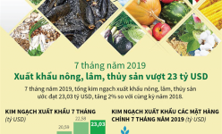 [Infographic] 7 tháng, xuất khẩu nông, lâm, thủy sản vượt 23 tỷ USD