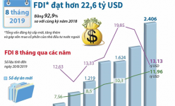 [Infographic] 8 tháng, cả nước thu hút hơn 22,6 tỷ USD vốn FDI