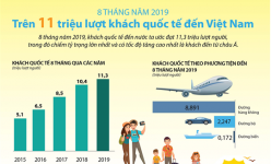 [Infographic] 8 tháng, có hơn 11 triệu lượt khách quốc tế đến Việt Nam