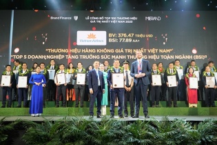 Vietnam Airlines vào Top 5 doanh nghiệp tăng trưởng sức mạnh toàn ngành