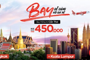 AirAsia mở đường bay thẳng Cần Thơ đến Bangkok và Kuala Lumpur 