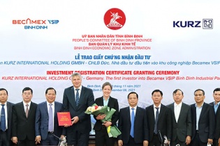 Tập đoàn Kurz nhận giấy chứng nhận đầu tư vào Khu công nghiệp Becamex VSIP Bình Định
