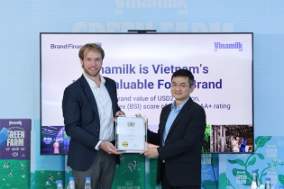 Vinamilk gia nhập nhóm 5% thương hiệu mạnh nhất toàn cầu