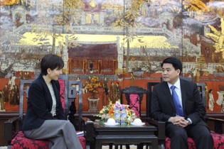 Chủ tịch Hà Nội Nguyễn Đức Chung tiếp Đại sứ Italia Cecilia Piccioni