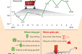 [Infographics] Chỉ số giá tiêu dùng tháng 7 tăng nhẹ 0,13%