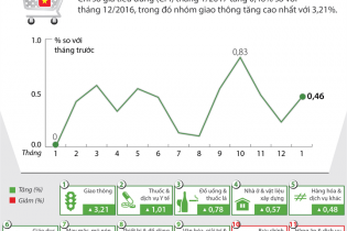[Infographic] Chỉ số giá tiêu dùng tháng 1/2017 tăng 0,46%