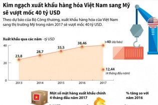 [Infographic] Kim ngạch xuất khẩu hàng hóa Việt Nam sang Mỹ sẽ vượt mốc 40 tỷ USD