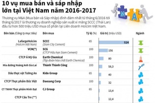 [Infographic] Điểm tên 10 vụ mua bán và sáp nhập lớn tại Việt Nam năm 2016-2017