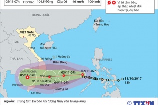 [Infographic] Đường đi của cơn bão số 12 (Damrey) trên Biển Đông