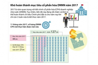 [Infographic] Khó hoàn thành mục tiêu cổ phần hóa doanh nghiệp nhà nước năm 2017
