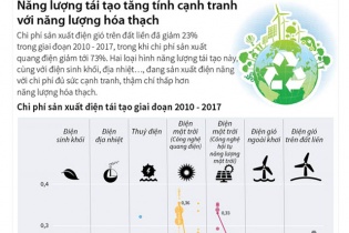 [Infographic] Năng lượng tái tạo tăng tính cạnh tranh với năng lượng hóa thạch