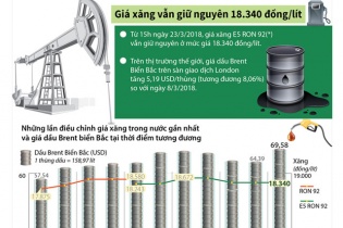 [Infographic] Giá xăng vẫn giữ nguyên 18.340 đồng/lít