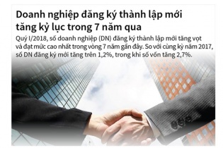 [Infographic] Doanh nghiệp đăng ký thành lập mới tăng kỷ lục trong 7 năm qua