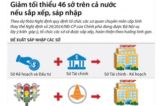 [Infographic] Giảm tối thiểu 46 Sở trên cả nước nếu hợp nhất, sáp nhập