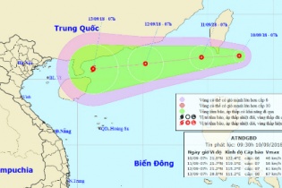 Dự báo thời tiết hôm nay 10/9:  Áp thấp nhiệt đới áp sát biển Đông 