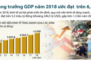 [Infographic] Tăng trưởng GDP năm 2018 ước đạt trên 6,7%