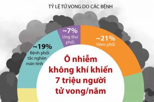 [Infographic] Ô nhiễm không khí khiến 7 triệu người tử vong mỗi năm