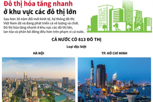 [Infographic] Đô thị hoá tăng nhanh ở khu vực các đô thị lớn