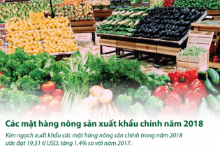 [Infographic] Các mặt hàng nông sản xuất khẩu chính năm 2018