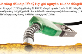 [Infographic] Giá xăng dầu dịp Tết Kỷ Hợi giữ nguyên 16.272 đồng/lít