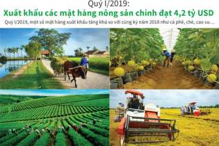 [Infographic] Quý I/2019, xuất khẩu các mặt hàng nông sản chính đạt 4,2 tỷ USD