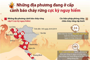 [Infographic] Những địa phương đang ở cấp cảnh báo cháy rừng cực kỳ nguy hiểm