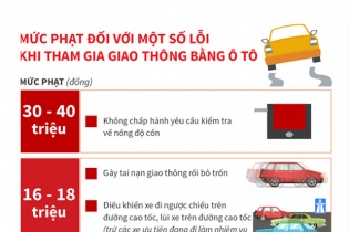 [Infographic] Mức phạt một số lỗi khi tham gia giao thông bằng ô tô