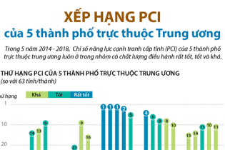 [Infographic] Xếp hạng PCI của 5 thành phố trực thuộc Trung ương