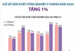 [Infographic] Chỉ số sản xuất công nghiệp 5 tháng tăng 1%