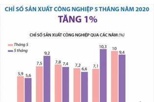 [Infographic] PMI ngành sản xuất Việt Nam tăng 10 điểm trong tháng 5 