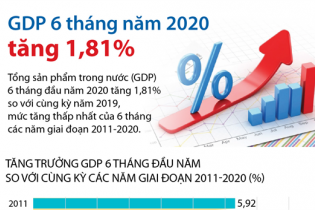 [Infographic] GDP 6 tháng năm 2020 tăng 1,81%