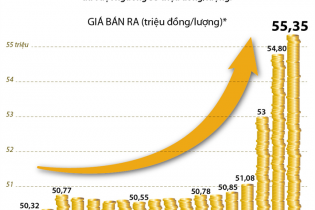 [Infographic] Giá vàng vượt mốc 55 triệu đồng/lượng