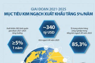 [Infographic] Giai đoạn 2021 - 2025: Mục tiêu kim ngạch xuất khẩu tăng 5%/năm