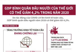 [Infographic] GDP bình quân đầu người của thế giới có thể giảm 4,2% do tác động của COVID-19