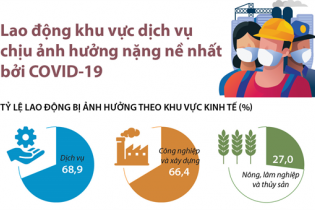 [Infographic] Lao động khu vực dịch vụ chịu ảnh hưởng nặng nề nhất bởi COVID-19
