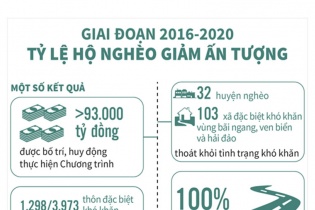[Infographic] Giai đoạn 2016 - 2020, tỷ lệ hộ nghèo giảm ấn tượng