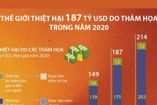 [Infographic] Thế giới thiệt hại 187 tỷ USD do thảm họa trong năm 2020