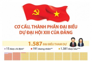[Infographic] Cơ cấu, thành phần đại biểu dự Đại hội XIII của Đảng