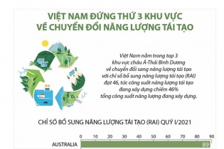 [Infographic] Việt Nam đứng thứ 3 khu vực về chuyển đổi năng lượng tái tạo