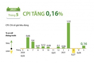 [Infographic] CPI tháng 5 năm 2021 tăng 0,16%