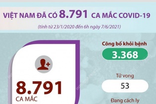 [Infographic] Việt Nam đã có 8.791 ca mắc COVID-19